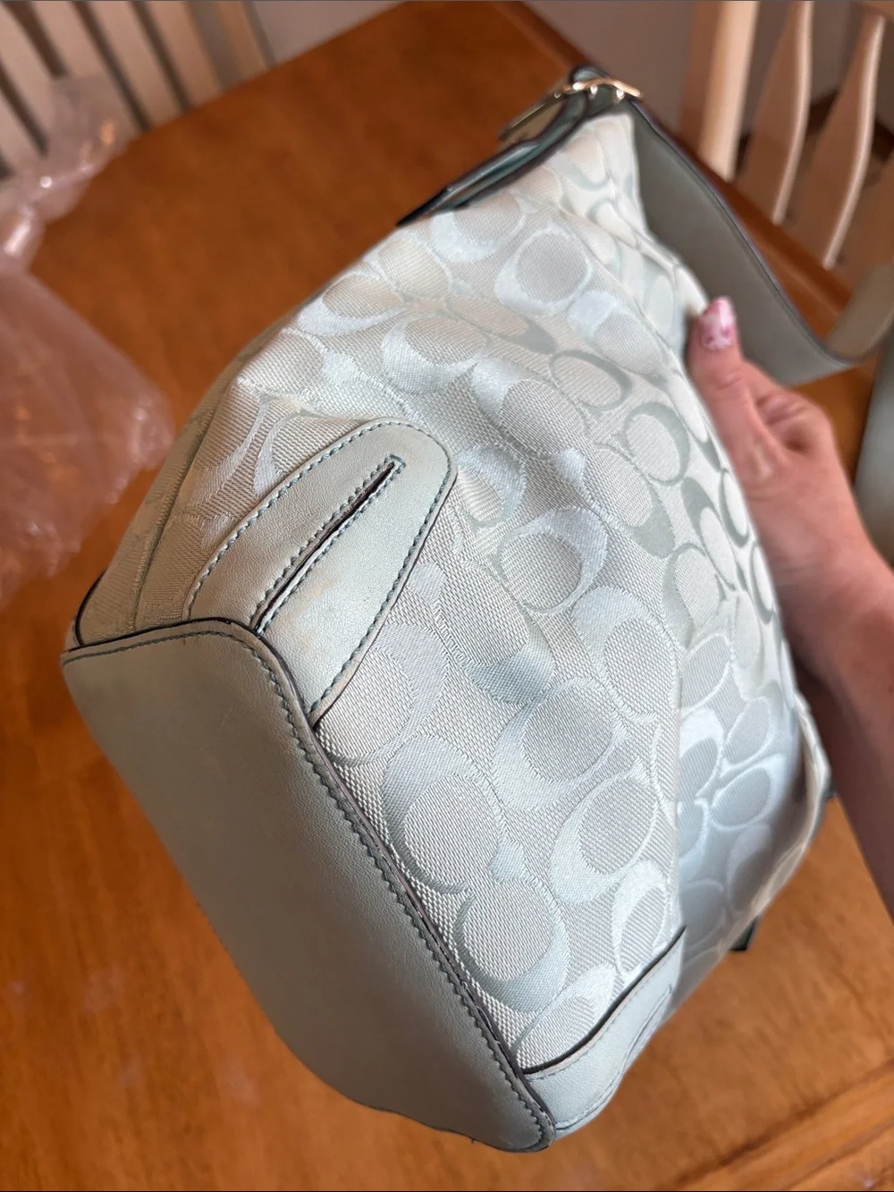 Coach 2006 Light Blue Signature Canvas Shoulder Bag